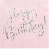 Χαρτοπετσετες Απαλο Ροζ Με Ασημι Happy Birthday 33Cm - ΚΩΔ:Sp33-80-081Pj-Bb