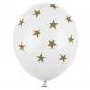 Μπαλόνι Latex 12"(30cm) Άσπρο με Χρυσά Αστέρια - ΚΩΔ:SB14P-257-008-BB