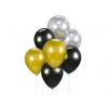 Μπαλόνια Latex 12' (30cm) Μαύρο Ασημί & Χρυσό Σετ 7 τμχ - ΚΩΔ:BB-ZSC7-BB