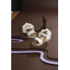 Παπουτσακια Babywalker Πεδιλο Με Chiffon Λουλουδια Στη Φτερνα - Ζευγαρι - ΚΩΔ:Exc5766-Bw