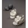 Παπουτσάκια Babywalker για Κορίτσι - Δερμάτινο Πέδιλο με Μεγάλο Υφασμάτινο Λουλούδι - Ζευγάρι - ΚΩΔ:LU6087-BW