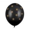 Mπαλόνια Latex Μαύρα Με Χρυσά Αστέρια 30cm - ΚΩΔ:SB14P-257-010-BB