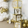 Χρυσά κουτιά διακόσμησης για μπαλόνια - LOVE 30X30cm - ΚΩΔ:535B735LG-BB
