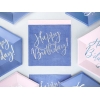 Χαρτοπετσέτες μπλε με ιριδίζον Happy Birthday 33X33cm - ΚΩΔ:SP33-80-074-BB