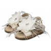 Παπουτσάκια Babywalker για Κορίτσι - Πέδιλο Διακοσμημένο με Χειροποίητο Υφασμάτινο Λουλούδι με Στραςς Swarovski και Πούπουλα - Ζευγάρι - ΚΩΔ:LU6101-BW