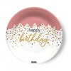 Χάρτινα πιάτα γλυκού happy birthday - rose confetti 18cm - ΚΩΔ:PL18RC07-BB