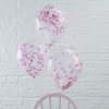 Μπαλόνι latex 30cm διάφανο με ροζ κομφετί - ΚΩΔ:PM-198-BB