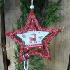 Μπομπονιερα Κρεμαστο Διπλο Ξυλινο Αστερι Χριστουγεννων - ΚΩΔ:Mpo-06122-1