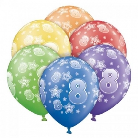 Τυπωμενα Μπαλονια Latex «8» Σε 6 Χρωματα 12΄΄ (30Cm)  – ΚΩΔ.:1300123-Bb