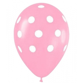 Μπαλονια 13΄΄ Bubble Gum Ροζ Με Λευκο Πουα  – ΚΩΔ.:13512122-Bb