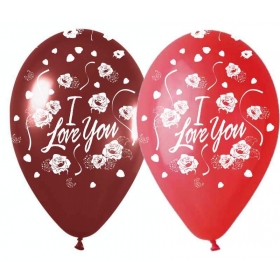 Μπαλονια Τυπωμενα «I Love You» Με Τριανταφυλλα 12'' (30Cm) – ΚΩΔ.:13512350-Bb