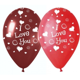 Μπαλονια Τυπωμενα «I Love You» Με Καρδιες Που Στροβιλιζουν 12'' (30Cm) – ΚΩΔ.:13512352-Bb
