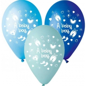 Μπαλονια «A Baby Boy» Με Ρουχαλακια Σε 3 Αποχρωσεις Του Μπλε 12'' (30Cm) – ΚΩΔ.:13512425-Bb