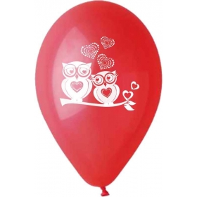 Κοκκινα Μπαλονια Τυπωμενα Με Ερωτευμενες Κουκουβαγιες 12'' (30Cm) – ΚΩΔ.:13512477-Bb