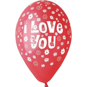 Κοκκινα Μπαλονια Τυπωμενα «I Love You» Με Μαργαριτες  13'' (33Cm) – ΚΩΔ.:13613211-Bb