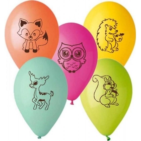 Τυπωμενα Μπαλονια Latex Ζωακια Του Δασους Σε 5 Χρωματα 12΄΄ (30Cm) – ΚΩΔ.:13613216-Bb