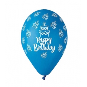 Τυπωμενα Μπαλονια Latex Μπλε «Happy Birthday» Cake 13΄΄ (33Cm)  – ΚΩΔ.:13613249B-Bb