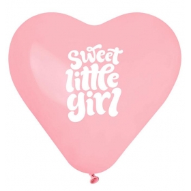 Ροζ Μπαλονια Σε Σχημα Καρδιας «Sweet Little Girl» 17'' (43Cm) – ΚΩΔ.:1361773-Bb