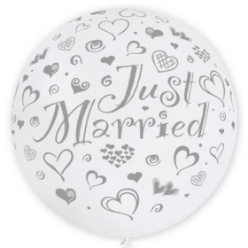 Περλε Ασπρα Μπαλονια Latex 90Cm «Just Married» – ΚΩΔ.:13631102B-Bb