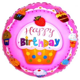 Μπαλονι Foil Γενεθλιων Happy Birthday Cup Cake Φραουλα 45Cm – ΚΩΔ.:207147-Bb