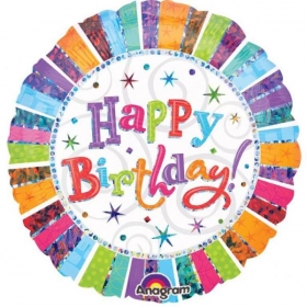 Πολυχρωμο Ριγε Μπαλονι Foil Γενεθλιων «Happy Birthday» 45Cm – ΚΩΔ.:119980-Bb