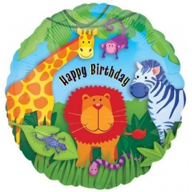 Μπαλονι Foil Γενεθλιων «Happy Birthday» Με Ζωακια Της Ζουγκλας 45Cm – ΚΩΔ.:119998-Bb