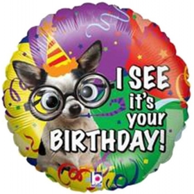 Μπαλονι Foil Γενεθλιων «I See It'S Your Birthday» Με Σκυλακι Με Γυαλια 53Cm – ΚΩΔ.:14014-Bb