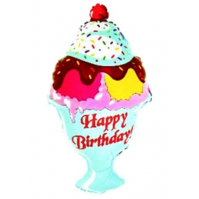 Μπαλονι Foil Γενεθλιων Supershape «Happy Birthday» Παγωτο 70X45Cm – ΚΩΔ.:15710-Bb