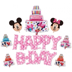 Μπαλονι Foil Γενεθλιων Σετ Mickie Mouse Ροζ «Happy Bday» (9Τμχ) – ΚΩΔ.:207171-Bb
