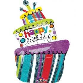 Μπαλονι Foil Γενεθλιων Supershape Funky Τουρτα «Happy Birthday» 94X61Cm – ΚΩΔ.:521937-Bb