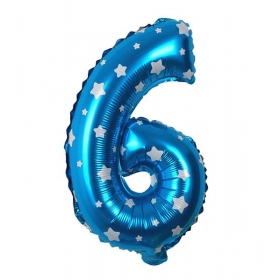 Μπαλονι Foil Μπλε Με Αστερακια 40Cm Αριθμος Εξι – ΚΩΔ.:526N96-Bb