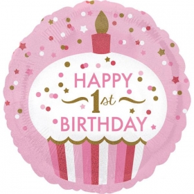 Μπαλονι Ιριδιζον Foil Γενεθλιων «1St Birthday Girl» Με Cupcake 45Cm – ΚΩΔ.:534529-Bb