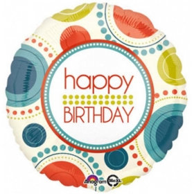 Μπαλονι Foil Γενεθλιων «Happy Birthday» Με Κυκλους 45Cm – ΚΩΔ.:534553-Bb