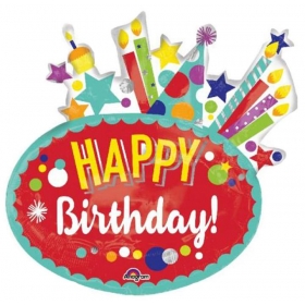 Μπαλονι Foil Γενεθλιων Supershape Cake «Happy Birthday» 76X73Cm – ΚΩΔ.:535144-Bb