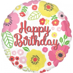 Μπαλονι Foil Γενεθλιων «Happy Birthday» Φλοραλ 45Cm – ΚΩΔ.:535225-Bb