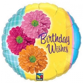 Μπαλονι Foil Γενεθλιων «Birthday Wishes» Με Λουλουδια 45Cm – ΚΩΔ.:60694-Bb