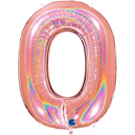 Μπαλονι Foil Ροζ-Χρυσο Ιριδιζον 100Cm Αριθμος Μηδεν Με Γκλιτερ – ΚΩΔ.:830Ghrg-Bb