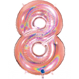 Μπαλονι Foil Ροζ-Χρυσο Ιριδιζον 100Cm Αριθμος Οκτω Με Γκλιτερ – ΚΩΔ.:838Ghrg-Bb