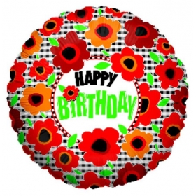 Μπαλονι Foil Γενεθλιων «Happy Birthday» Poppies 45Cm – ΚΩΔ.:86161-Bb