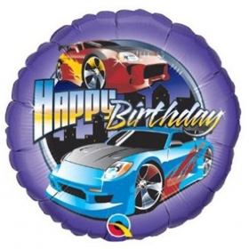 Μπαλονι Foil Γενεθλιων «Happy Birthday» Με Γρηγορα Αμαξια 45Cm – ΚΩΔ.:99097-Bb