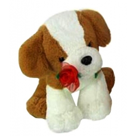 Λουτρινο Σκυλακι Με Τριανταφυλλο Στο Στομα 25Cm - ΚΩΔ:Vd206190-Bb