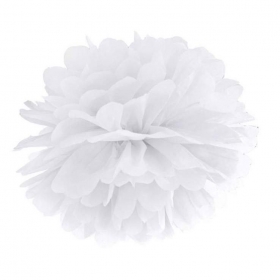 Λευκο Διακοσμητικο Πομ-Πομ Σε Σχημα Λουλουδιου 35Cm - ΚΩΔ:Pp35-008-Bb