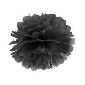 Μαυρο Διακοσμητικο Πομ-Πομ Σε Σχημα Λουλουδιου 25Cm - ΚΩΔ:Pp25-010-Bb