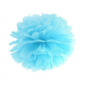 Γαλαζιο Διακοσμητικο Πομ-Πομ Σε Σχημα Λουλουδιου 25Cm - ΚΩΔ:Pp25-011-Bb