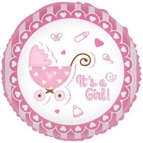 Μπαλονι Foil 45Cm Για Γεννηση «It'S A Girl» Ροζ  Καροτσακι – ΚΩΔ.:206246-Bb