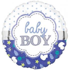 Μπαλονι Foil 45Cm Για Γεννηση «Baby Boy» Scallop – ΚΩΔ.:207141-Bb