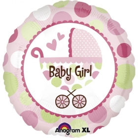 Μπαλονι Foil 45Cm Για Γεννηση «Baby Girl» Με Καροτσακι– ΚΩΔ.:521989-Bb