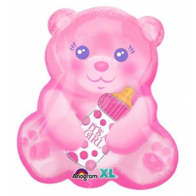 Μπαλονι Foil 38X40Cm Για Γεννηση Supershape Ροζ Αρκουδακι Με Μπιμπερο  – ΚΩΔ.:533655-Bb