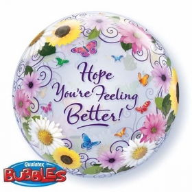 Μπαλονι Foil 22"(56Cm) Λουλουδια «Hope You'Re Feeling Better» Bubble Μονο – ΚΩΔ.:18695-Bb
