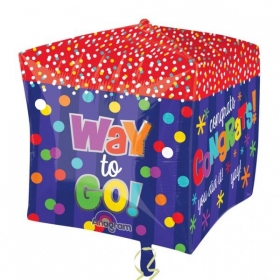 Μπαλονι Foil 38Cm Για Αποφοιτηση Super Shape Κυβος «Way To Go!Congrats»– ΚΩΔ.:528384-Bb